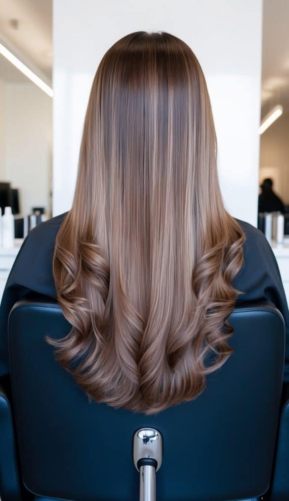 almond ash brown balayage hair