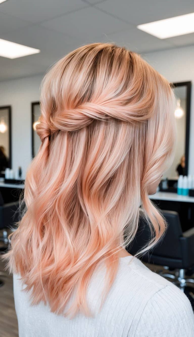amber peach shade balayage hair