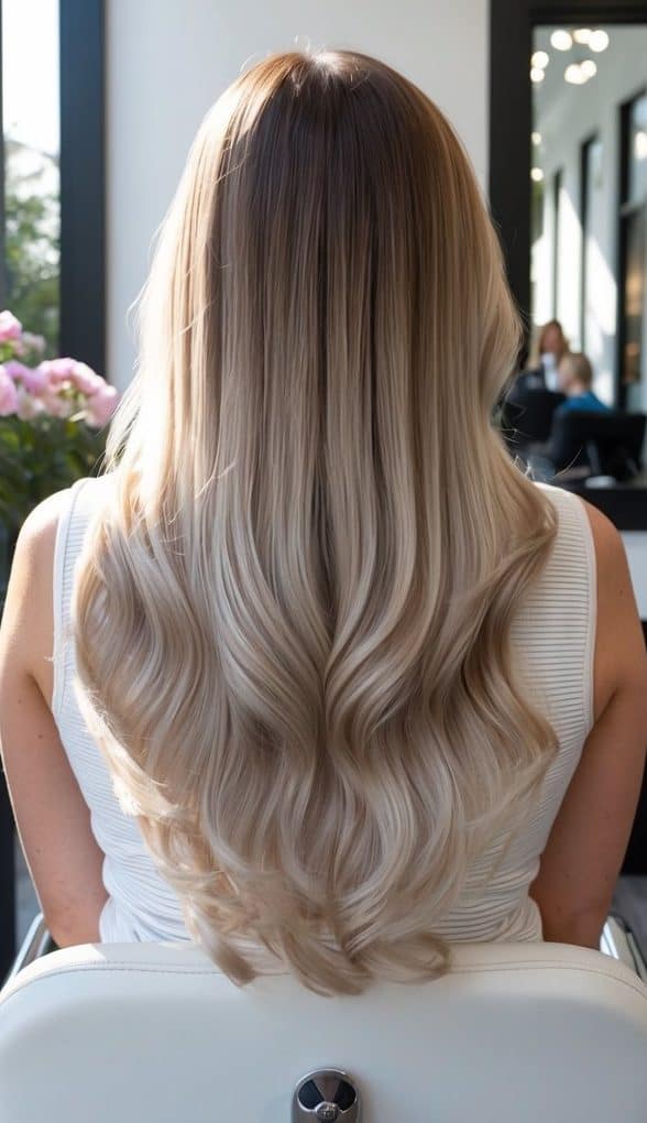 ash blonde ombre hair color cool gradient dimensional modern