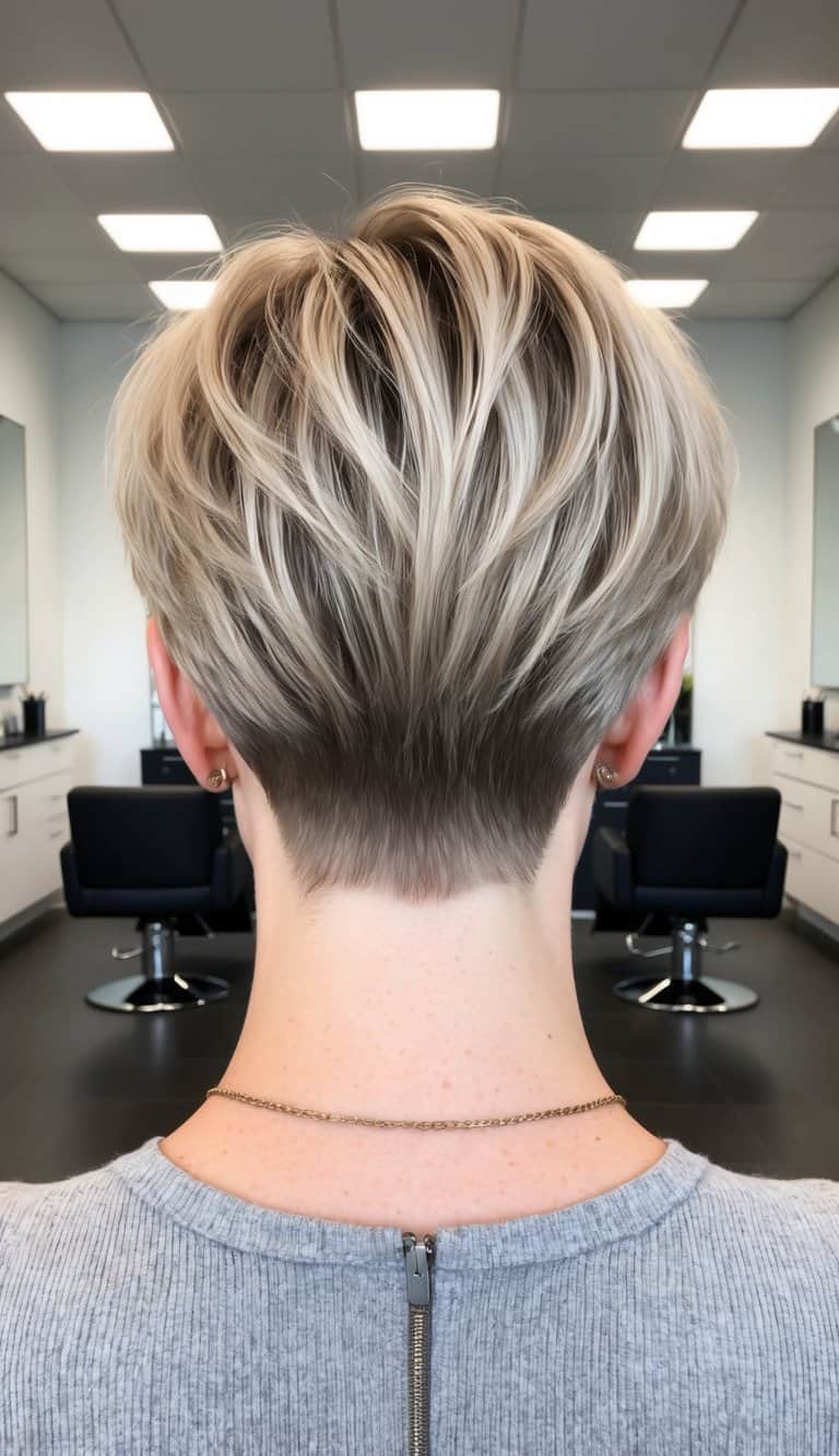 ash blonde pixie cut cool modern bold sophisticated