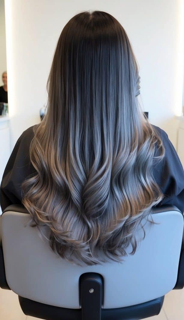 ash silver touch balayage hair