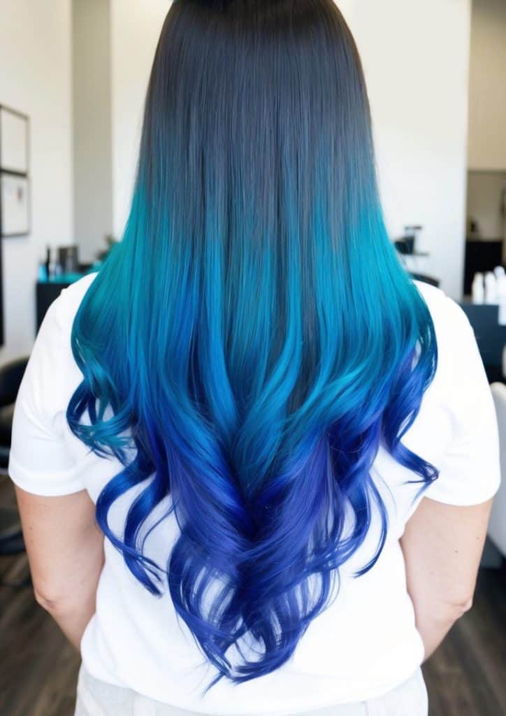 bold beauty blue ombre hair