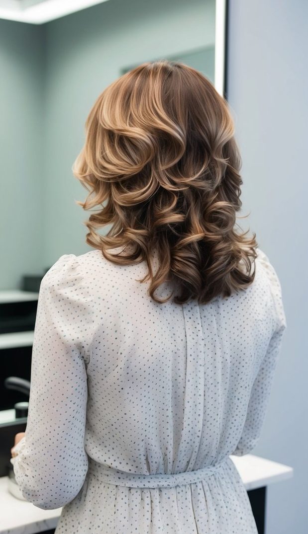 bouncy layers with curls haircut