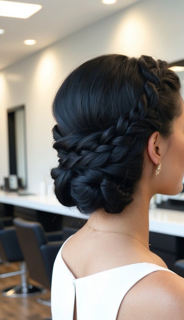 braided crown updo black hair