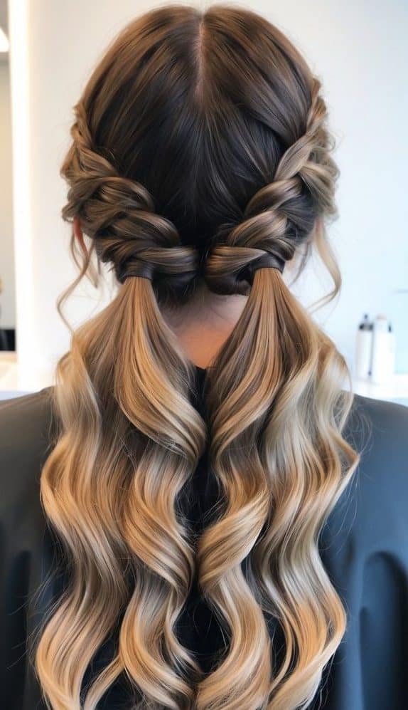braided crown with waves hairstyle