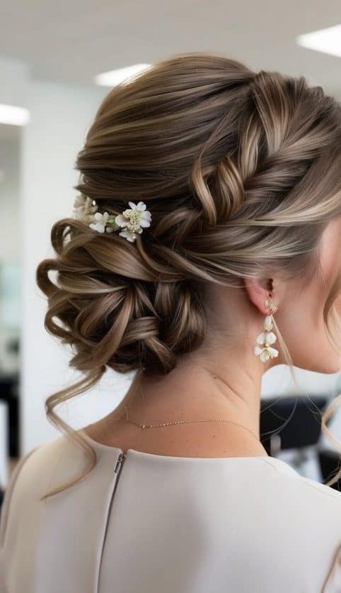 braided twist simple updo hairstyle