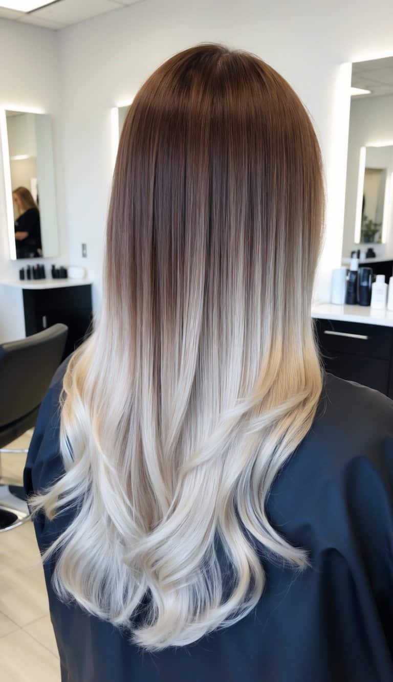 brown to platinum blonde ombre hair