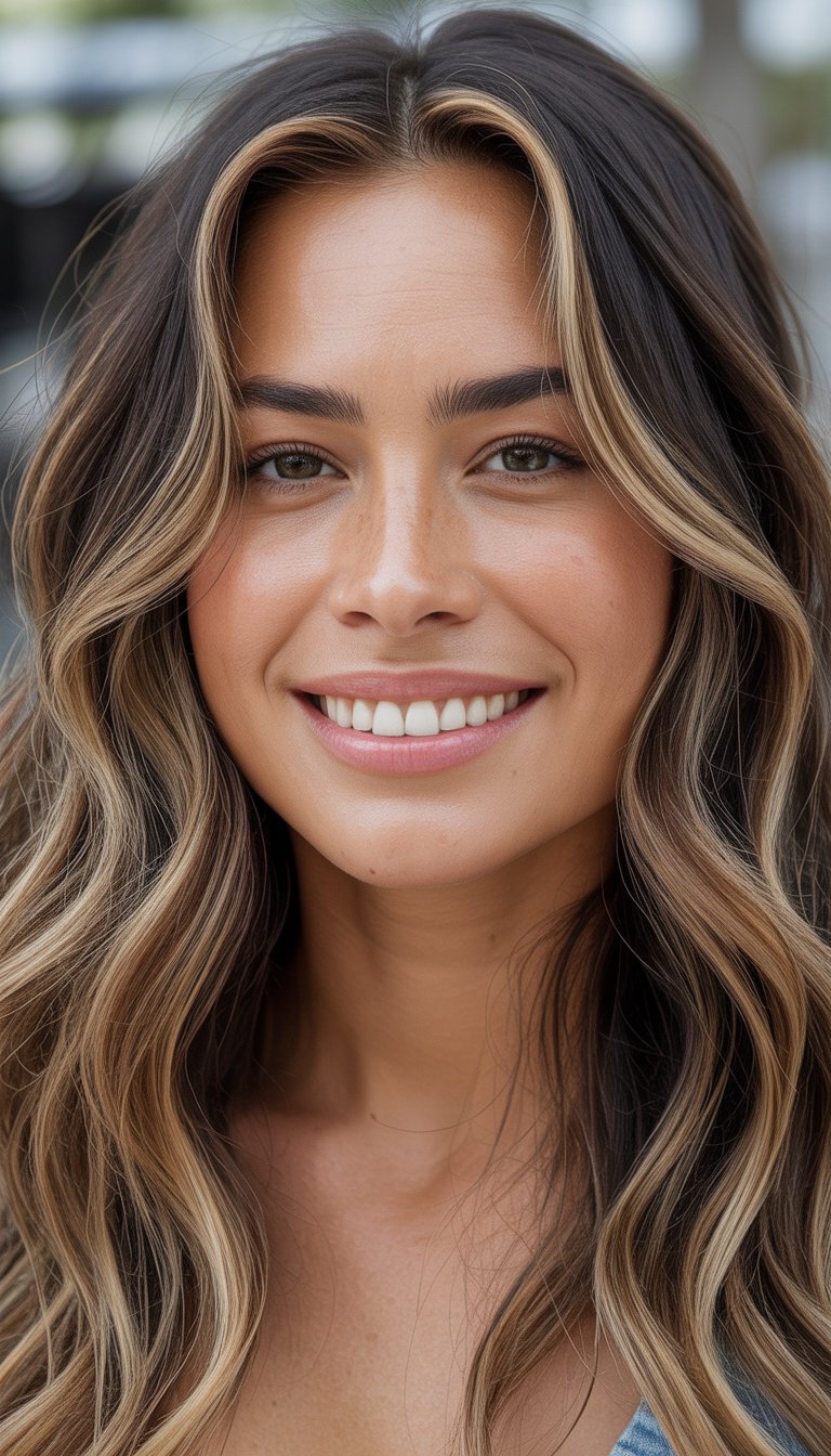 caramel highlights for long hair