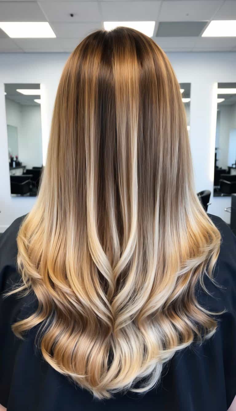 chestnut span blonde brunette ombre warm long gradient