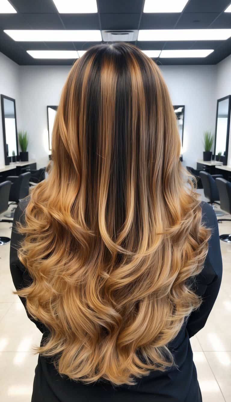 chunky highlights caramel ombre hair