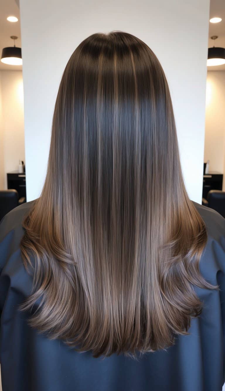 dark ash brown sombre balayage hair