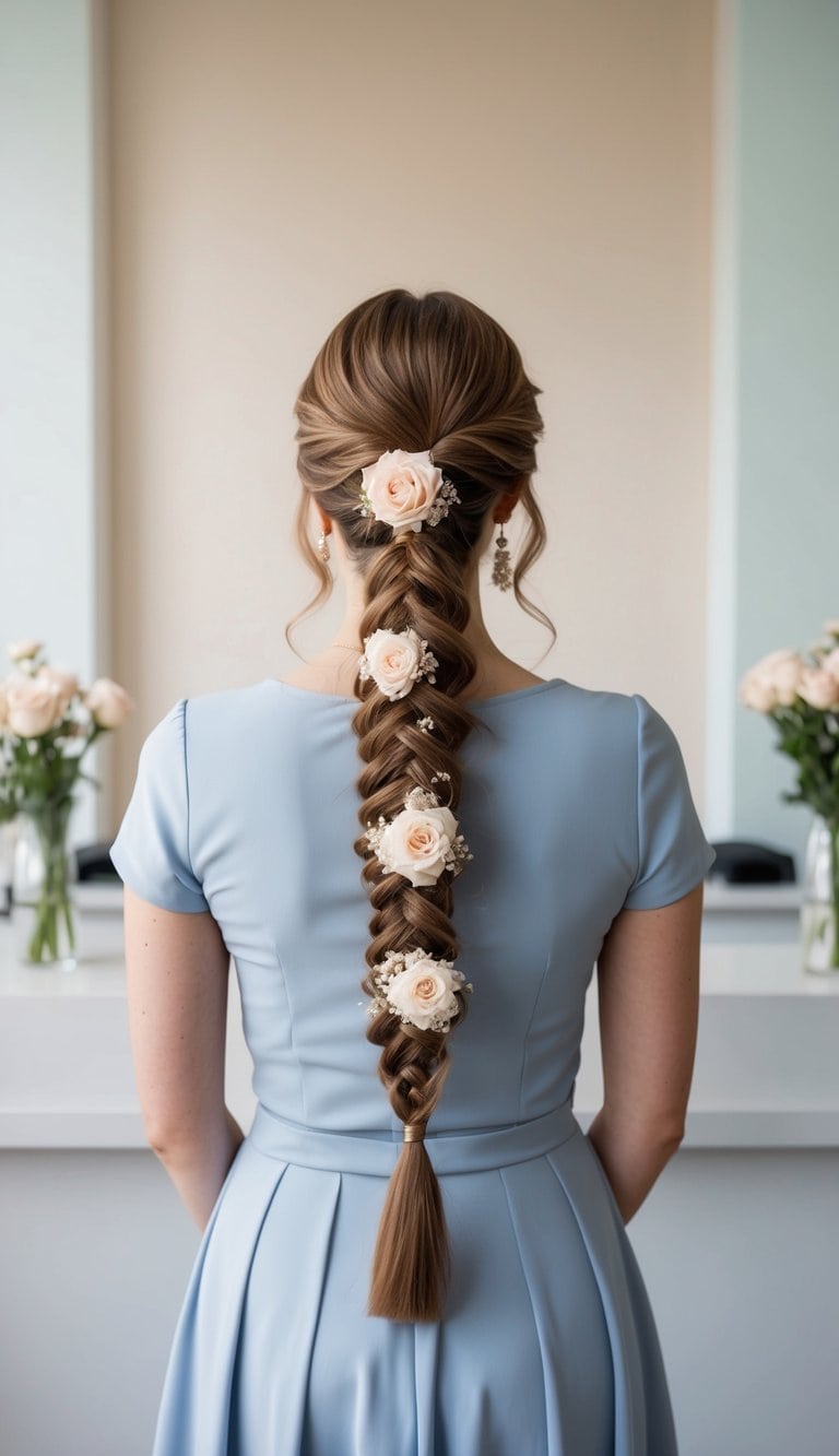 fishtail braided ponytail prom hairstyle intricate chic