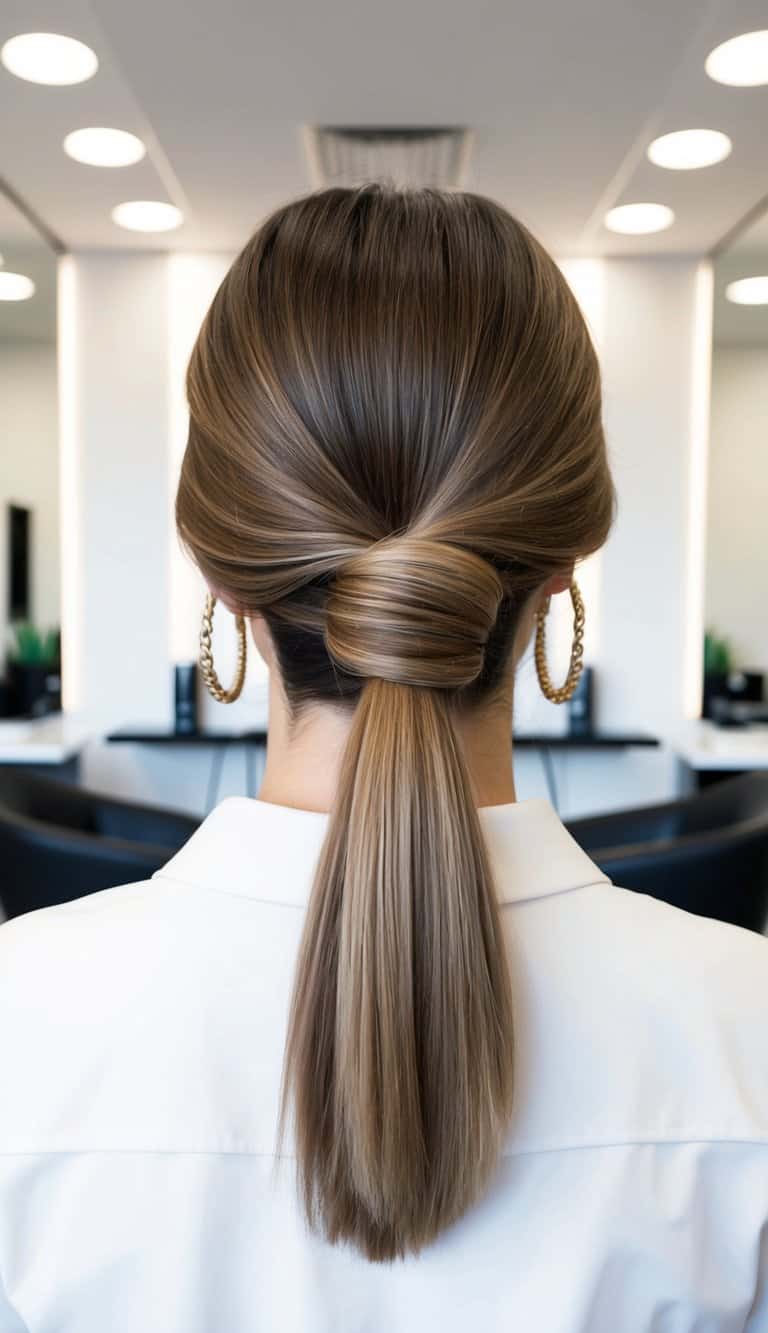 folded ponytail hairstyle elegant chic sophisticated