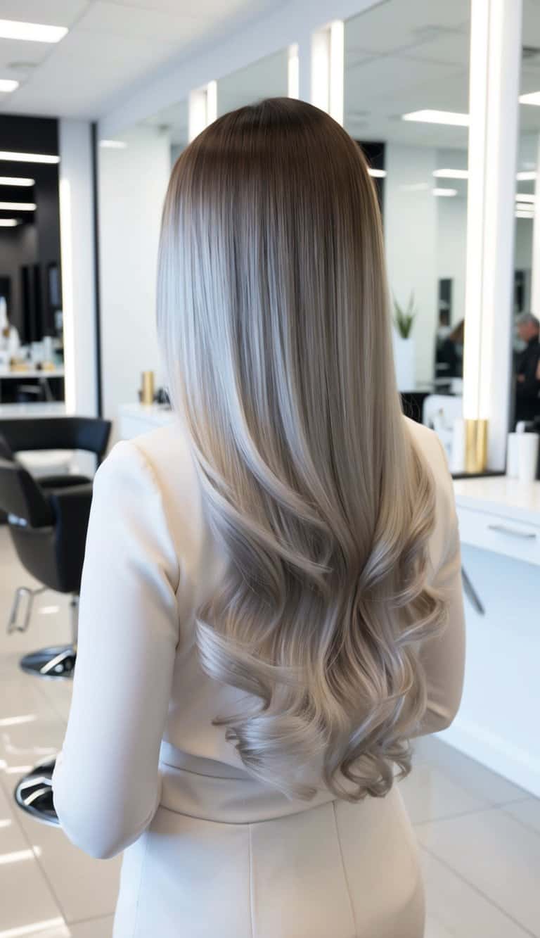 frosted silver waves ombre hair