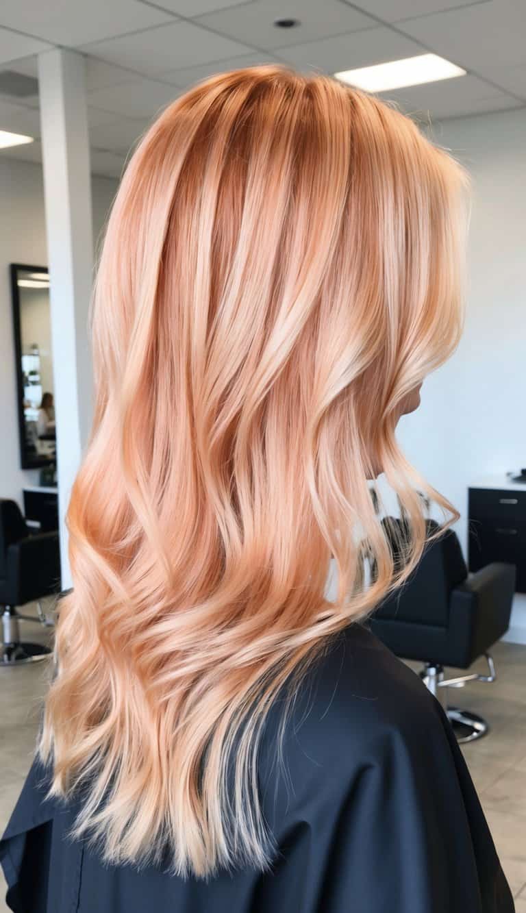 ginger swirl peach balayage hair