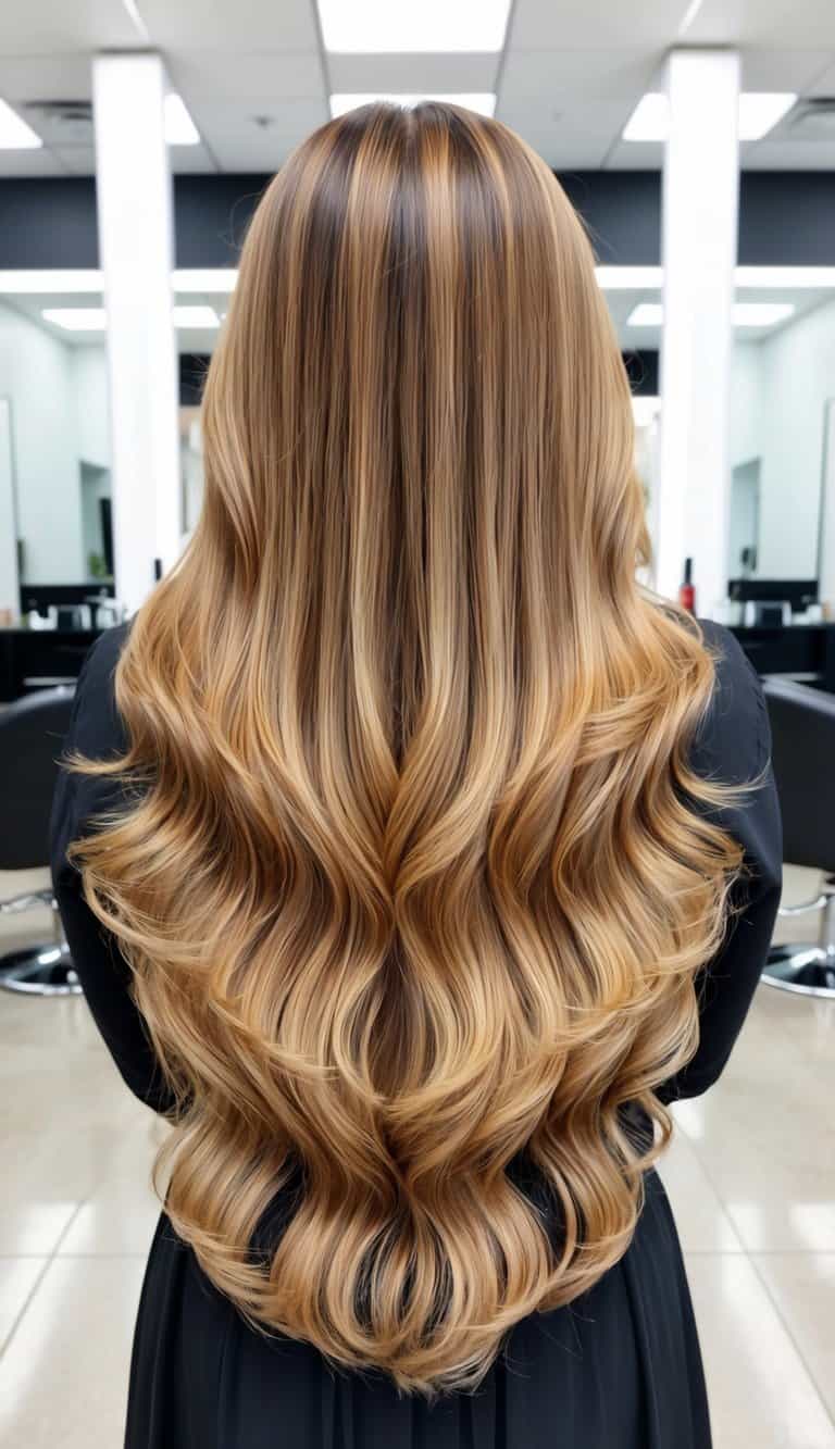 glossy caramel ombre hair