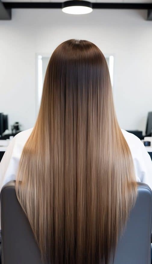 golden ash brown transition balayage hair