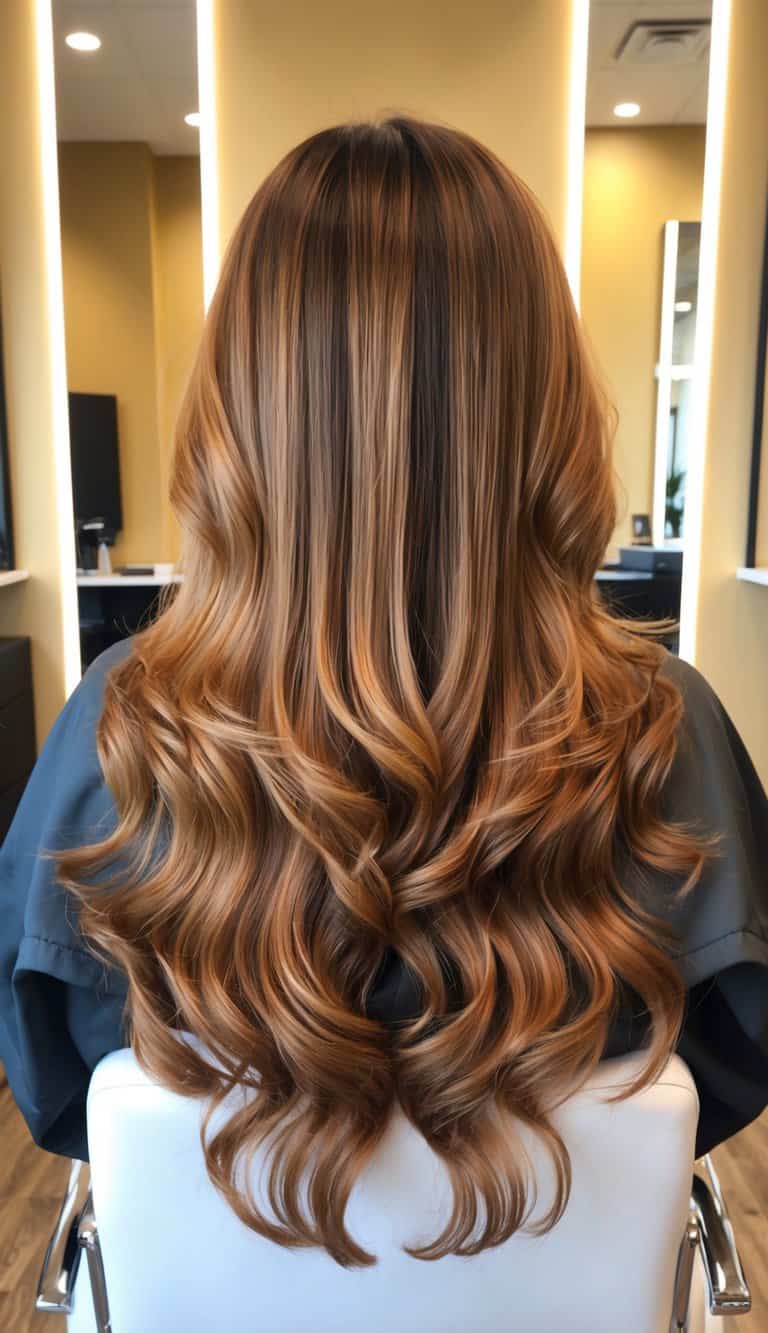 golden caramel dimensions balayage honey toned hair