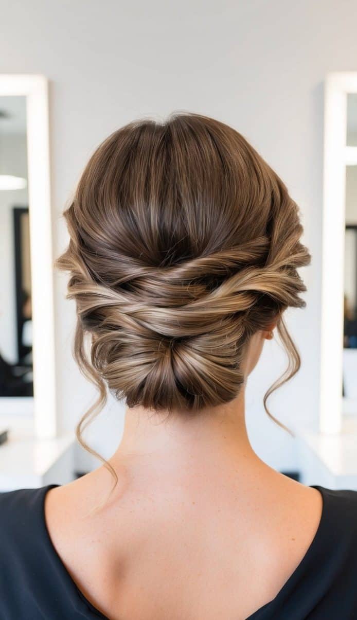 halo braid simple updo hairstyle
