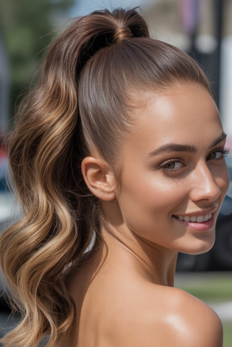 high ponytail prom hairstyle
