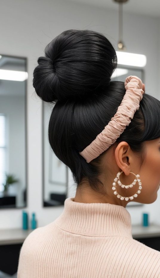 high puff hairband black hair