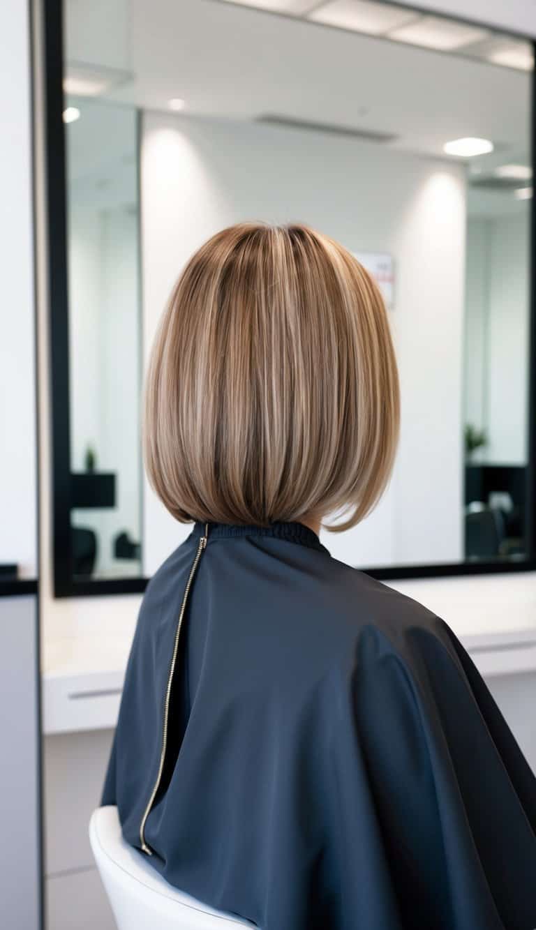 highlighted bob haircut women over 60 sleek bright chic
