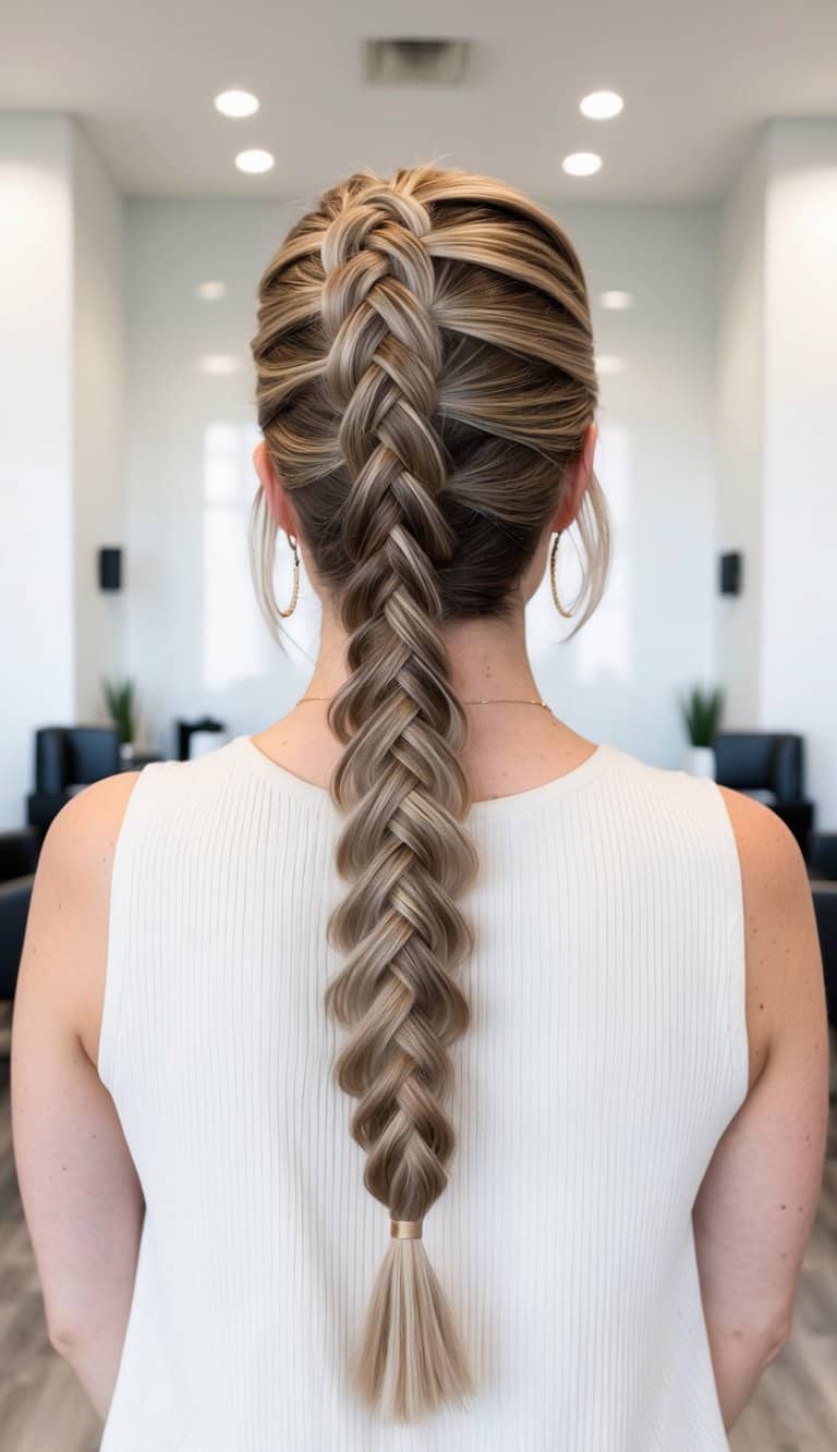 highlighted dutch braid hairstyle