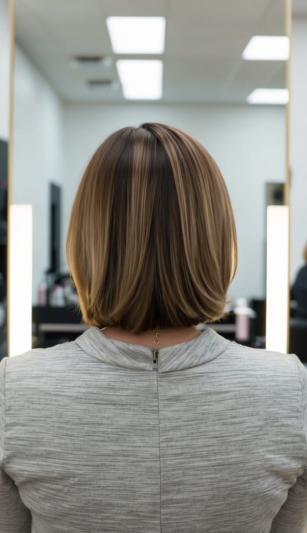 highlighted hair with subtle layers haircut