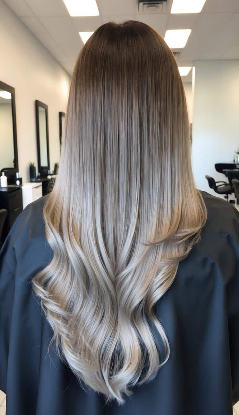 icy ash brown ombre balayage hair