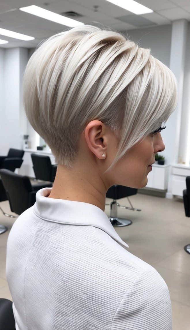 icy blonde pixie hairstyle