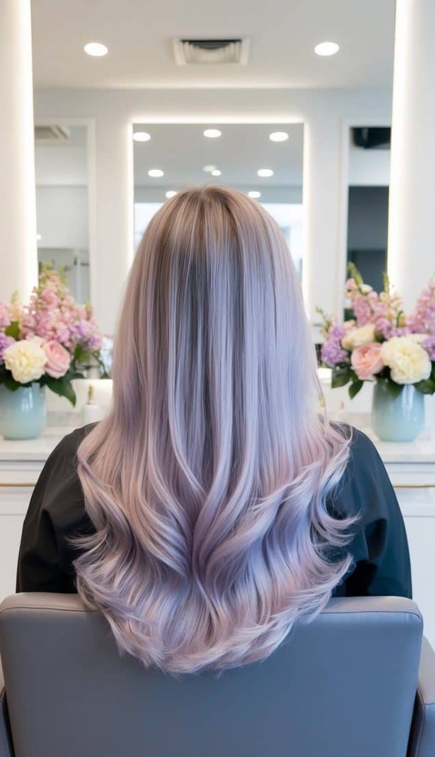 icy lavender tones blending with platinum ends