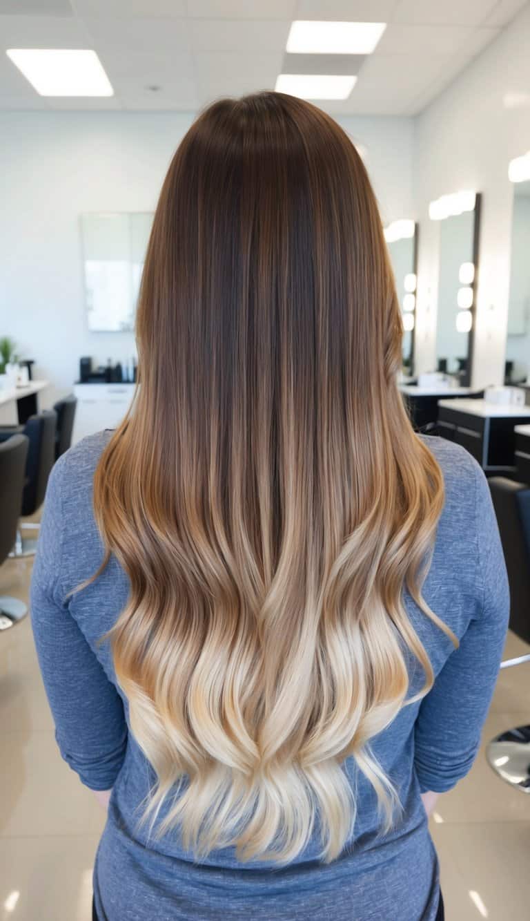 Amber radiance brunette to blonde ombre