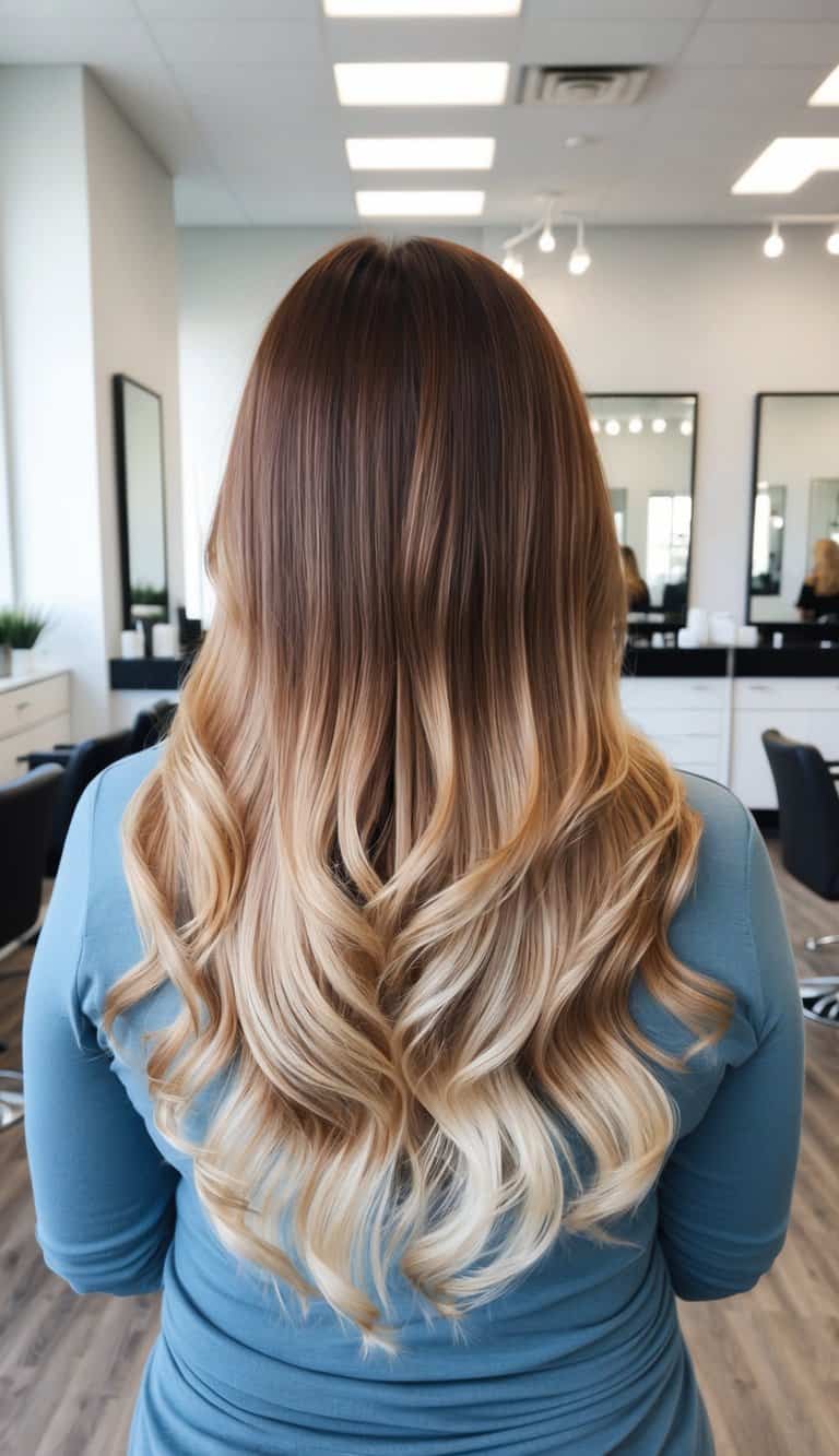 Velvet chocolate shine brunette to blonde ombre