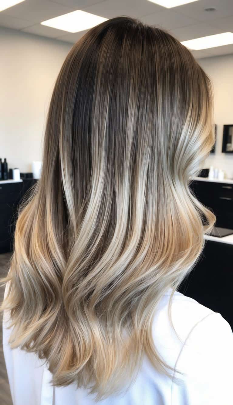 Fawn melt brunette to blonde ombre