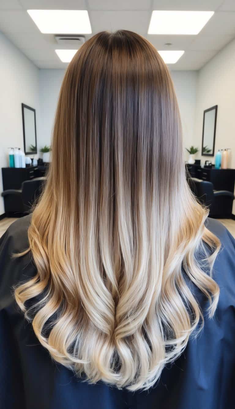 Buttery blonde touch brunette to blonde ombre