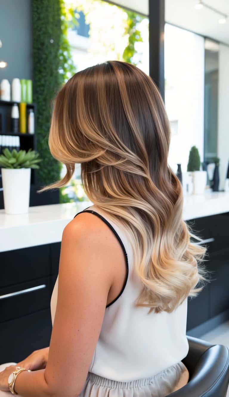 Spiced latte flow brunette to blonde ombre