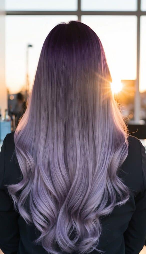 lavender dip-dye in field with sunset glow