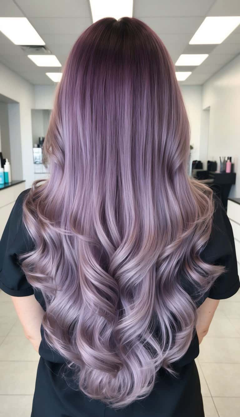 lavender and mauve flow cascading seamlessly balayage