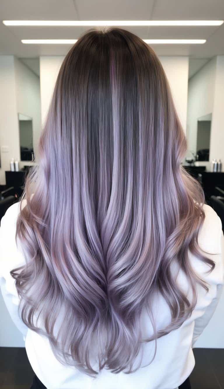 subtle lavender streaks catching light ethereally