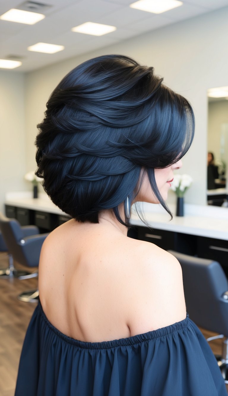 layered cut natural volume black hair
