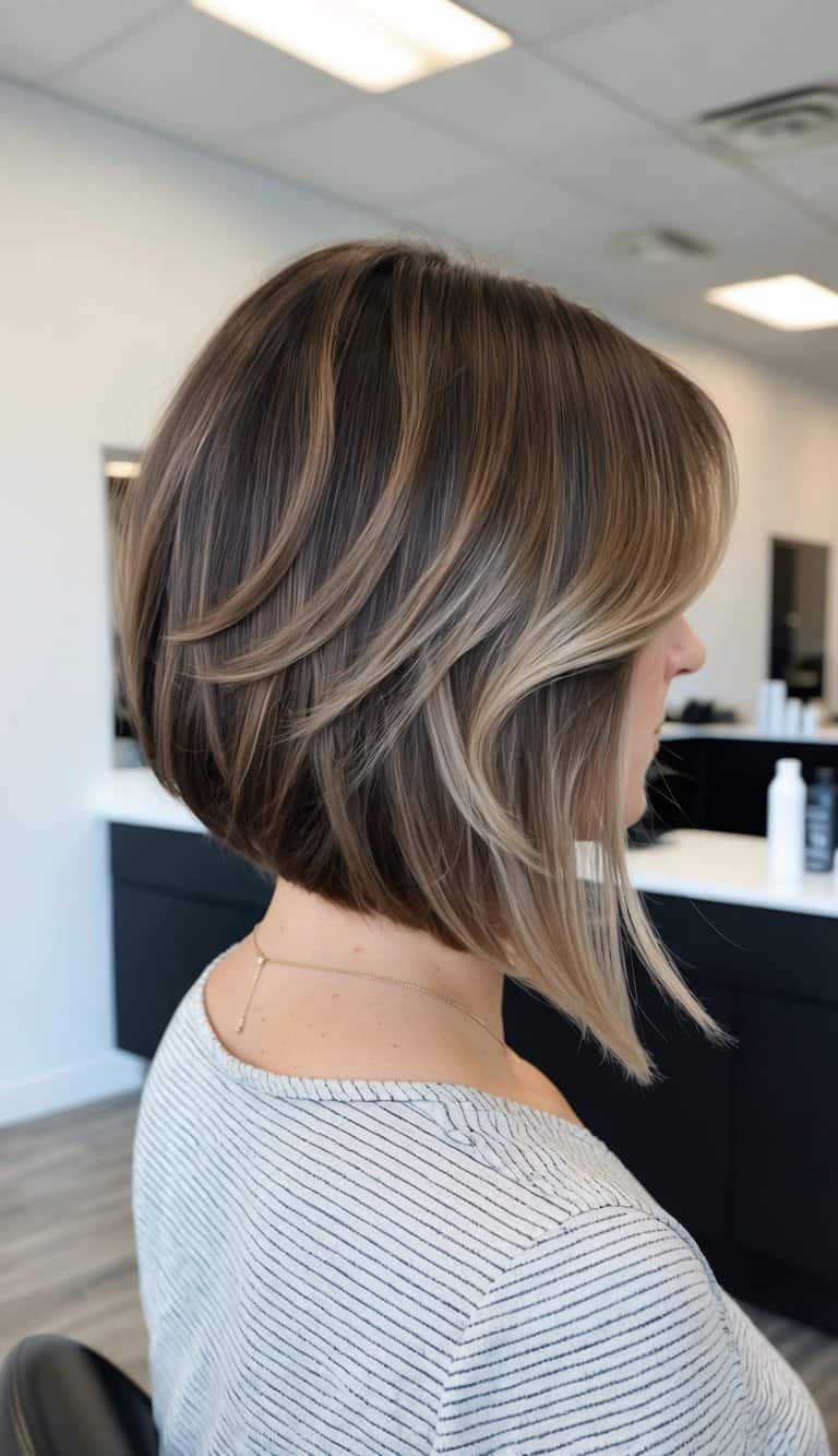 layered lob with curtain fringe haircut