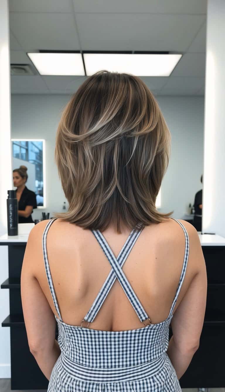 layered lob short hairstyle voluminous movement chic