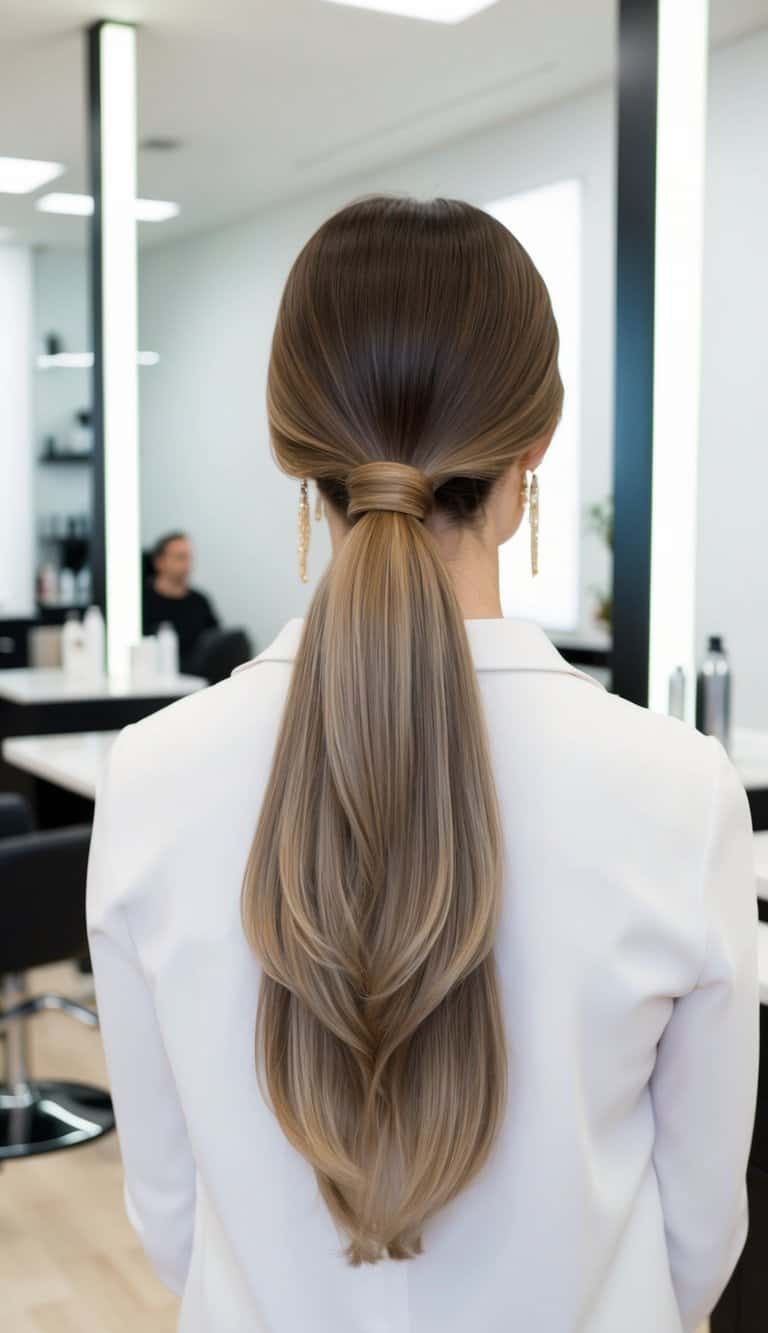 layered ponytail hairstyle voluminous dimensional chic
