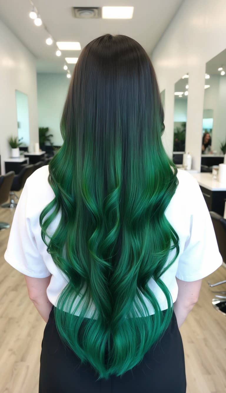 light and dark green ombre hair