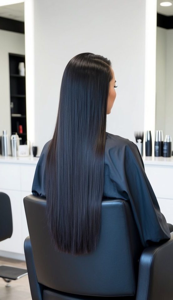 long relaxed black hair