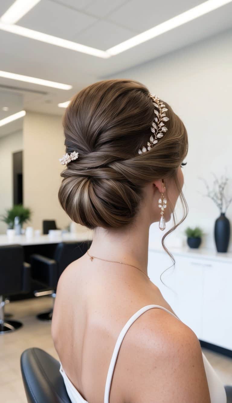 low braided bun simple updo hairstyle