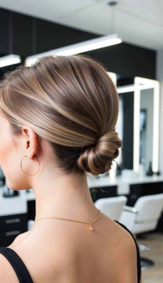 low ponytail short hair classic understated clean effortless