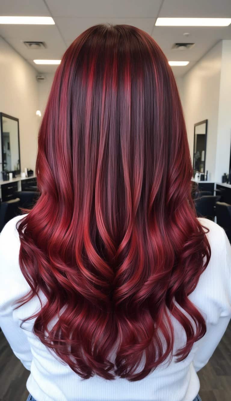 mahogany ripple red balayage hair