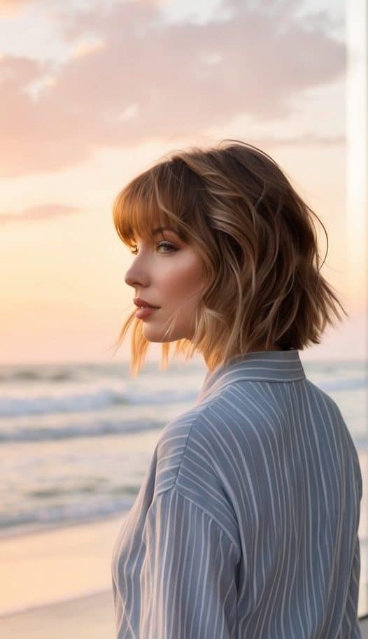 messy waves with bangs hairstyle