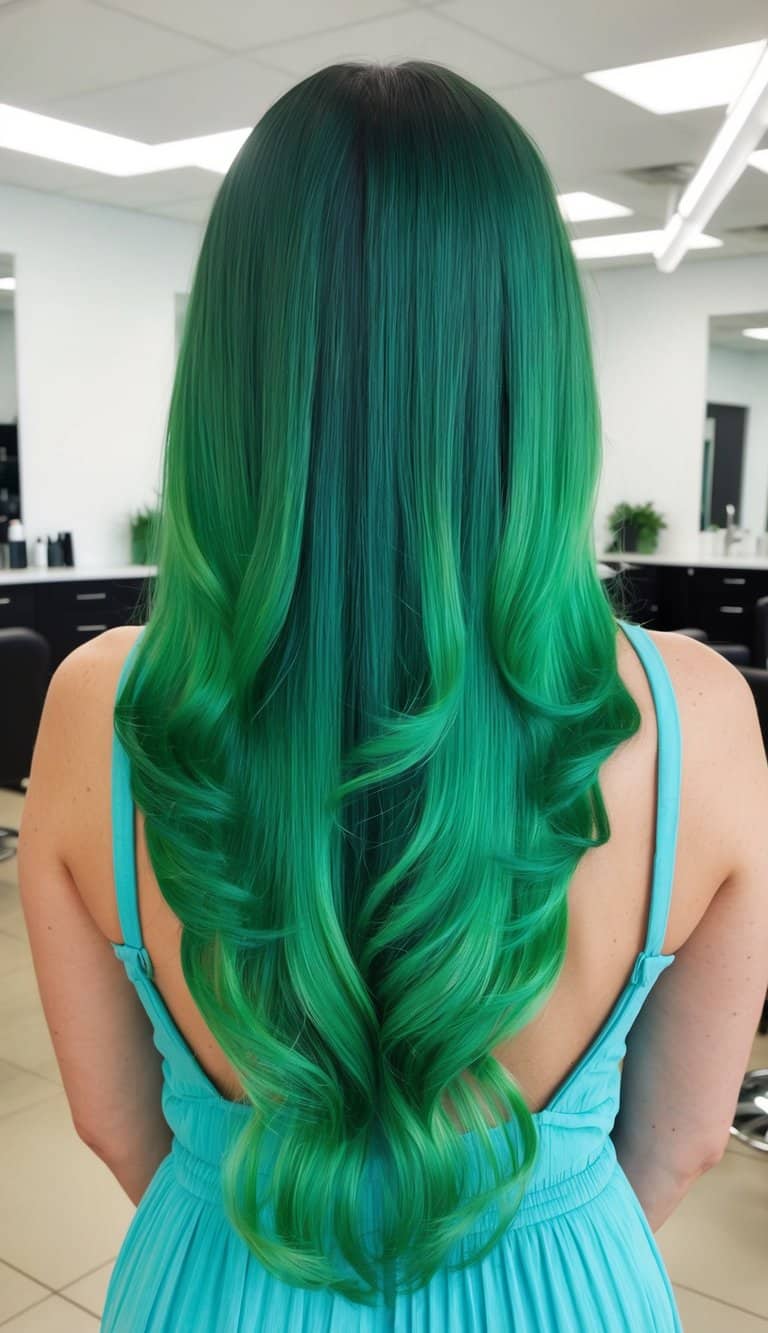 neon green ends ombre hair
